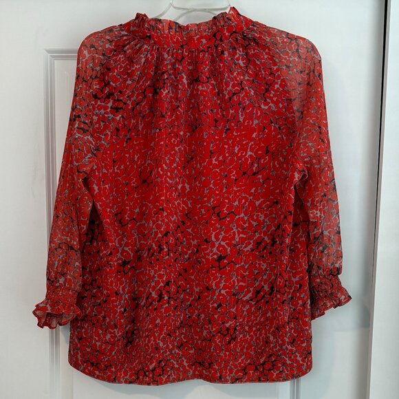 Avara Size Medium Long Sleeve Red / Orange Blouse - Picture 5 of 5